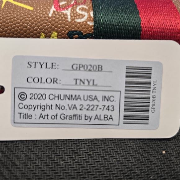 Chunma Tan & Multi Color Graffiti Design Vegan Leather Zipper Wristlet Wallet - Picture 5 of 8